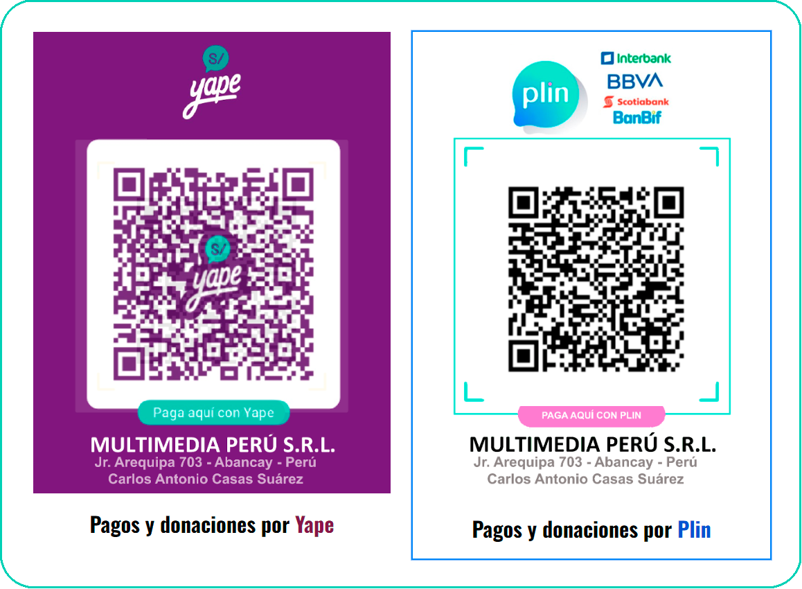 Código QR para donar por Yape o Plin a Multimedia Perú S.R.L.
